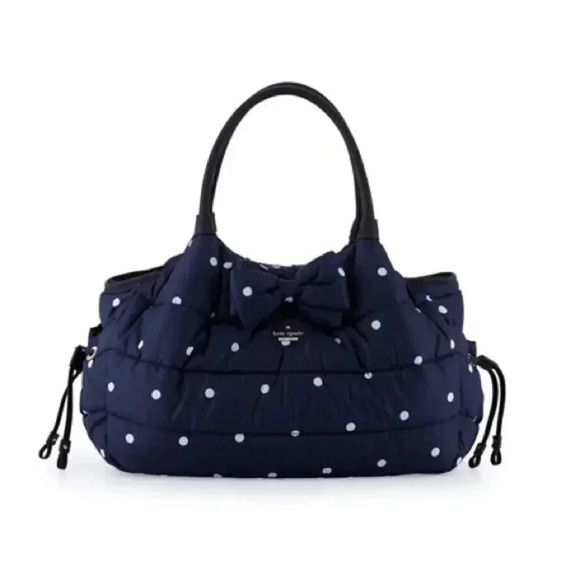 kate spade Handbags - Kate Spade Stevie Quilted Polka Dot Diaper Bag Navy